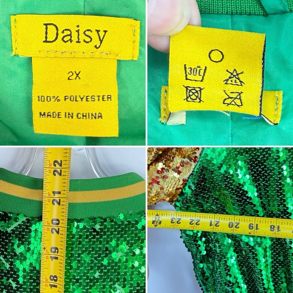 Daisy Green And Gold Sequin Jacket Size 2X - Picture 7 of 15